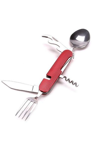 dalimag Cuțit multifuncțional 6 în 1, camping, roșu, 26 cm