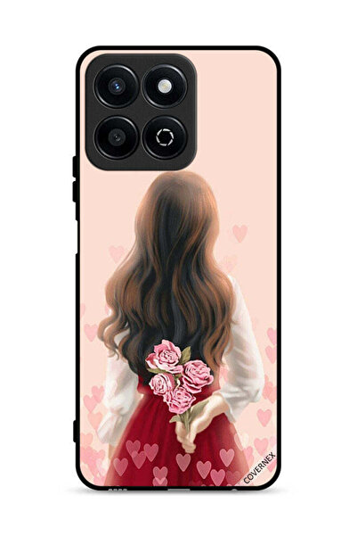 Covernex غطاء حماية لهاتف Honor X7c 4G بنقشة فتاة تخفي الزهور