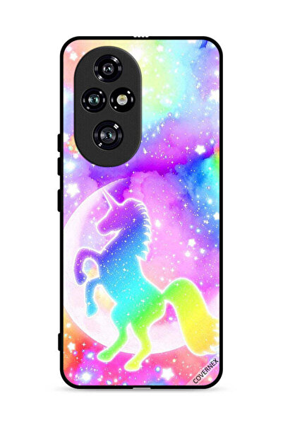 Covernex غطاء حماية لهاتف Honor 200 Pro 5G بتصميم وحيد القرن بألوان قوس قزح