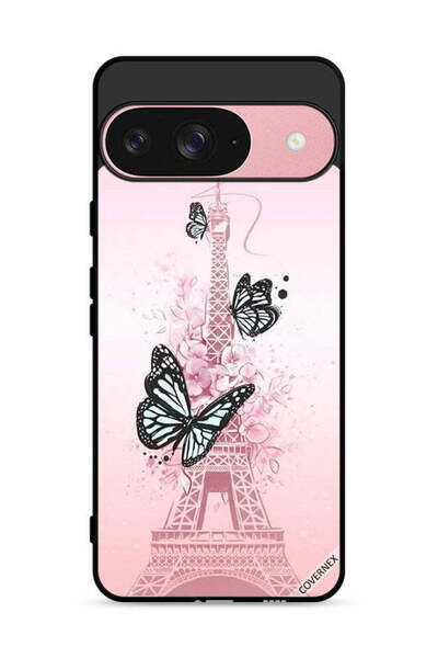 Covernex غطاء حماية لهاتف Google Pixel 9 بتصميم فراشات على برج إيفل