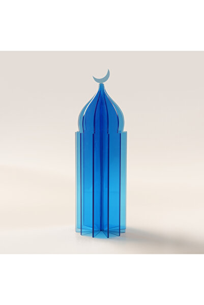 Lucerna قطعة ديكور رمضانية أكريليك مميزة، لون بني 8.5*8.5*25 سم