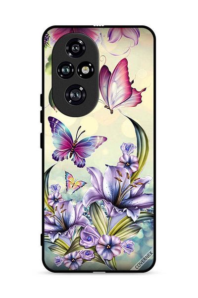 Covernex Honor 200 Pro 5G Protective Case Cover Purple Flowers & Butterflies