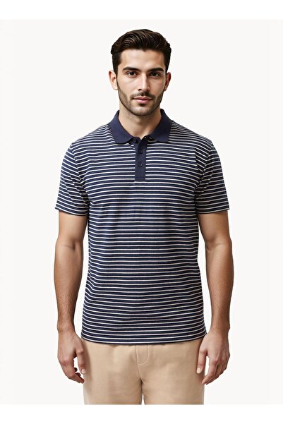 French Connection Striped Button Polo Shirt