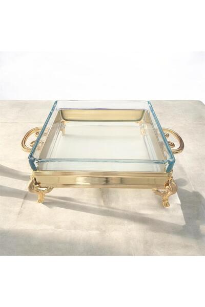 partridge store Metal Legged Square Presentation Plate 25cm Gold