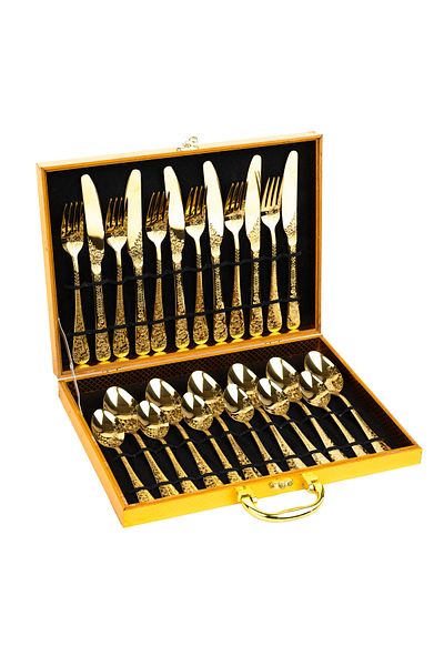 Trendy's 24-piece stainless steel cutlery set, for 6 people, TRENDY'S, luxury edition, gold