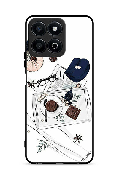 Covernex غطاء حماية لهاتف Honor Play 60 Plus 5G بطبعة فن القهوة والشوكولاتة