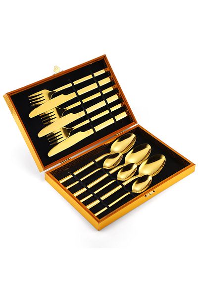 Trendy's 12-piece stainless steel cutlery set, TRENDY'S, gold