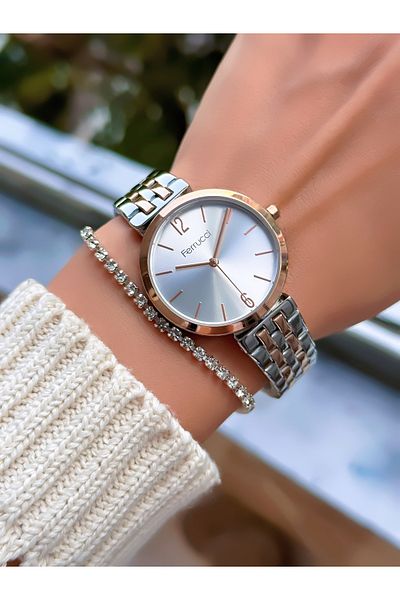 Ferrucci Steel Cord Women's Wristwatch 3 Atm Waterproof with 2 Years Warranty Mechanism
