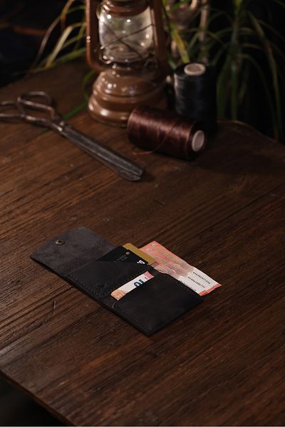 Derimoda Genuine Leather Handmade Card Holder Wallet – Minimalist Design with Cash and Card Compartments