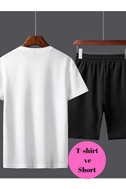 FİTGO Ανδρικό κοντομάνικο κοστούμι χωρίς στάμπα με σορτς