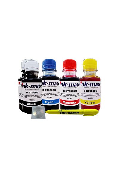 Ink-mate Set Cerneala Comp Brother 2x100ml BTD60BK, 1x100ml BT5000 C/M/Y+ 1xText si 1xCd-r Maxell