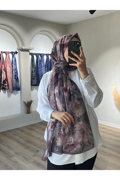 Merwiss Aura Silk Crepe Shawl - Fig