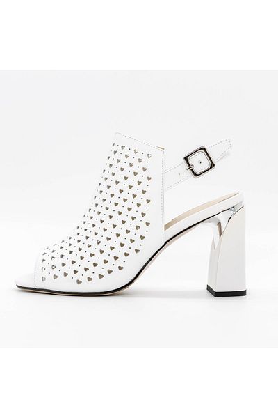 advancer Women's Sandals with Thick Heel K596-80 White |