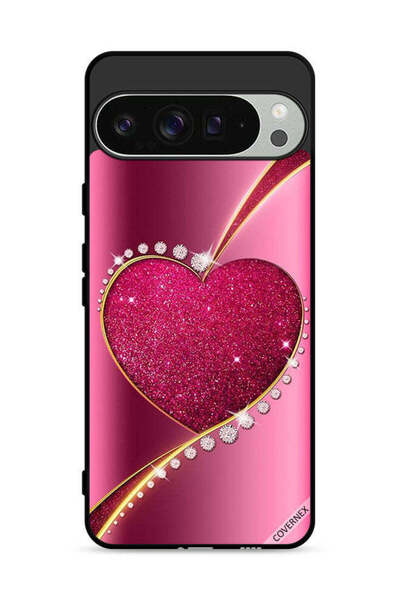 Covernex غطاء حماية لجهاز Google Pixel 9 Pro XL بتصميم قلب لامع من الألماس