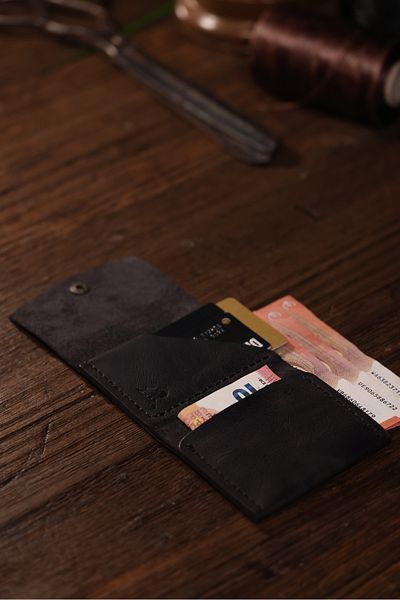 Derimoda Genuine Leather Handmade Card Holder Wallet – Minimalist Design with Cash and Card Compartments