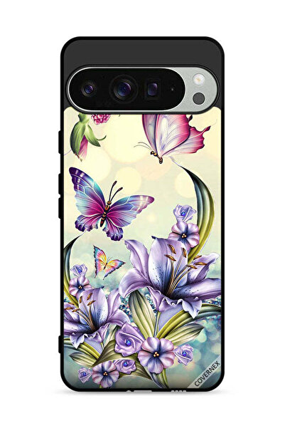Covernex غطاء حماية لهاتف Google Pixel 9 Pro بنقشة زهور أرجوانية وفراشات