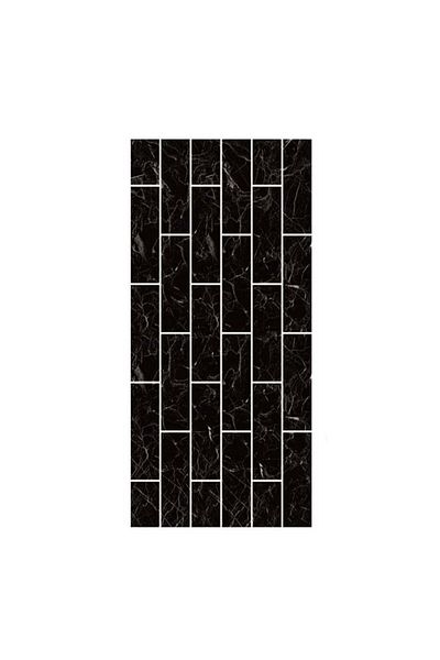 divendi-ro Set 5 x self-adhesive decorative wallpaper, washable, strong adhesive, 30x60cm, black, marble