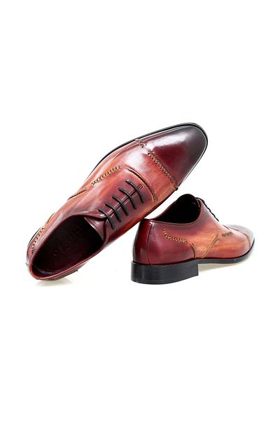 FRANCO CALVANI Bordo Color Lace-Up Genuine Leather Men's Shoes