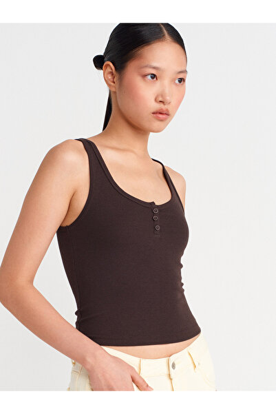 Dilvin 21158 Düğmeli Askılı Top-Koyu Kahve