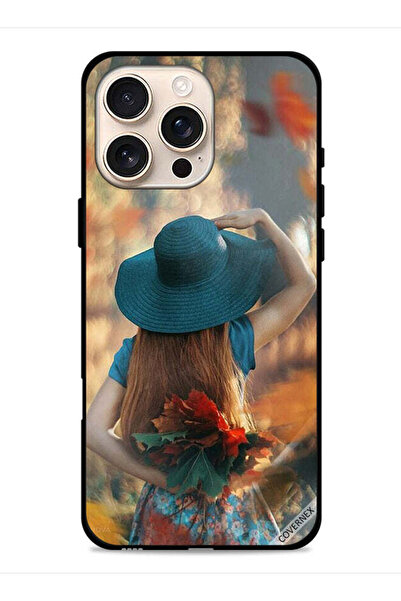 Covernex غطاء حماية لجهاز Apple iPhone 16 Pro Max بتصميم فتاة قبعة تخفي أوراق...