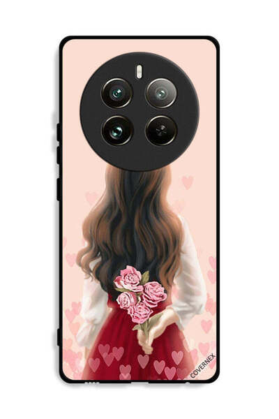 Covernex غطاء حماية لهاتف Realme 12 Pro Plus 5G بطبعة فتاة تخفي زهورًا