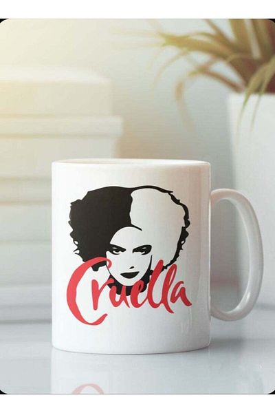 Story of candle Ceramic Mug with 'Cruella' Design - White