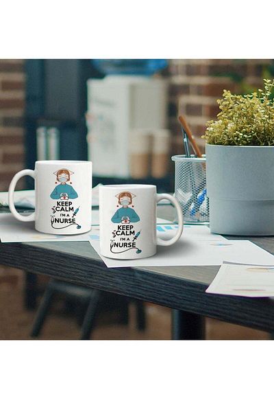 Story of candle Ceramic Mug with 'Nurse' Design in White