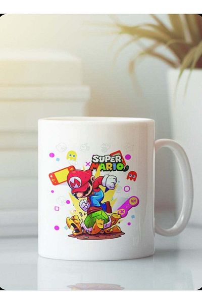 Story of candle Ceramic Mug with Super Mario Design - White
