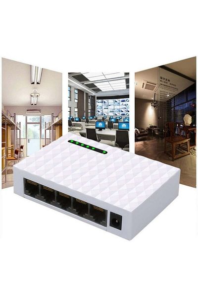 divendi-ro 5 Port Internet Switch, JH01 Plug and Play, 100/1000Mbps, auto MDI/MDIX, white
