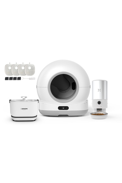 Xenon Smart Akıllı Otomatik Kedi Tuvaleti, Çelik Mama Kabı ve Bataryalı Su Pı...