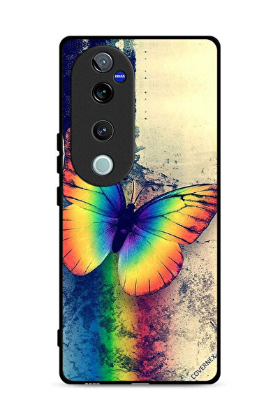 Covernex غطاء حماية لهاتف Vivo V40 Pro 5G بتصميم فراشة قوس قزح عتيقة