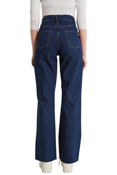 byhaziran butik Ariadne Дівчачі джинси темно-сині з високою талією, еластичні, широкі штанини