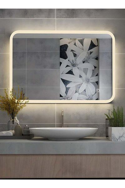 Taimi 80x60cm LED Rectangular Mirror with Touch Control, Side Light, for Bathroom and Makeup