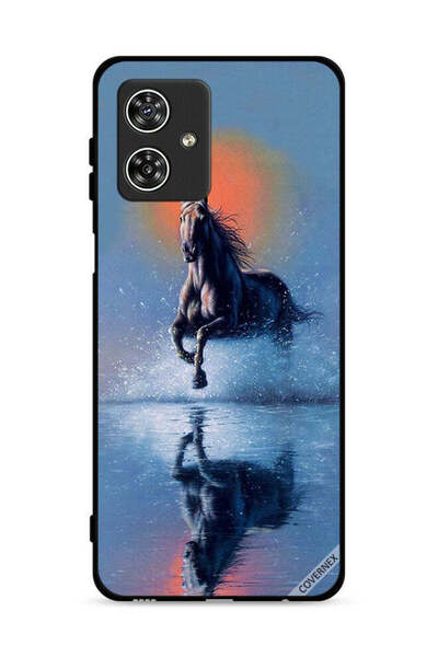 Covernex غطاء حماية لهاتف موتورولا موتو جي 54 5G - رسم حصان يركض في الماء