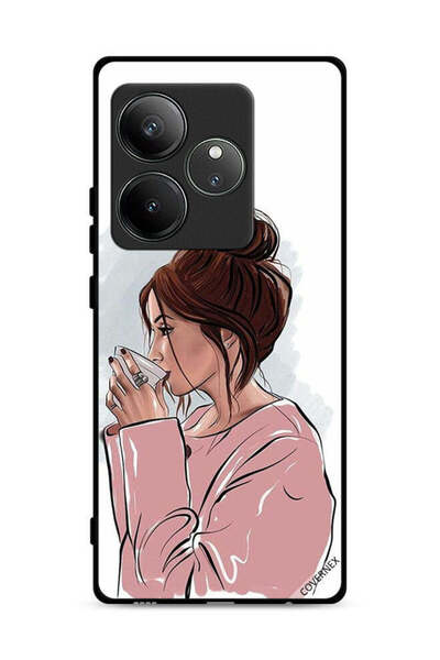 Covernex غطاء حماية لهاتف Realme GT 6 5G برسم فتاة تشرب الشاي