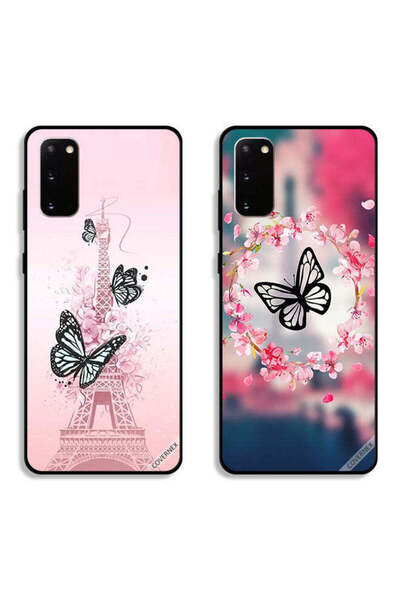 Covernex حافظتان لهاتف سامسونج جالاكسي S20 بغطاءين واقيين، فراشة في حلقة وفرا...