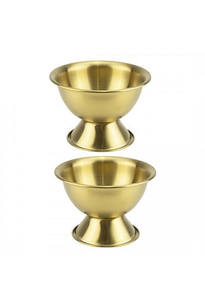 Culinaro Set of 2 dessert serving cups with foot Vintage Gold 12.5xh8.5cm, stainless steel, gold
