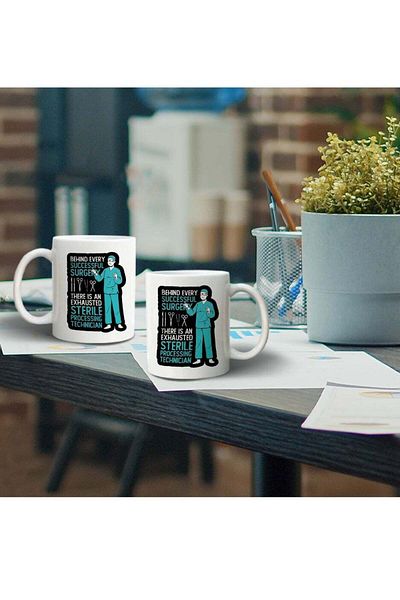 Story of candle Ceramic Mug with 'Sterile Treated Design' Print in White
