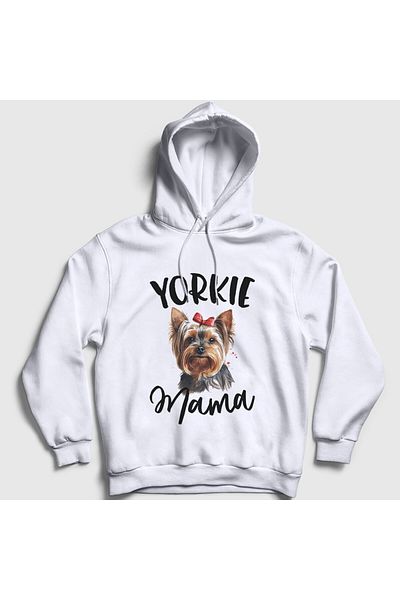 Presmono Unisex Λευκό Yorkie Mama Mom Yorkshire Terrier Μητέρα Φούτερ με Κουκούλα 556630tt