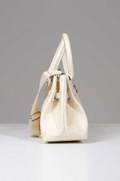 Çantacımstore Geantă de cumpărături din piele Kosta pentru femei 1507 crem