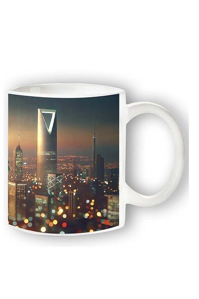 Story of candle National Day Ceramic Mug with Saudi National Day Design - White