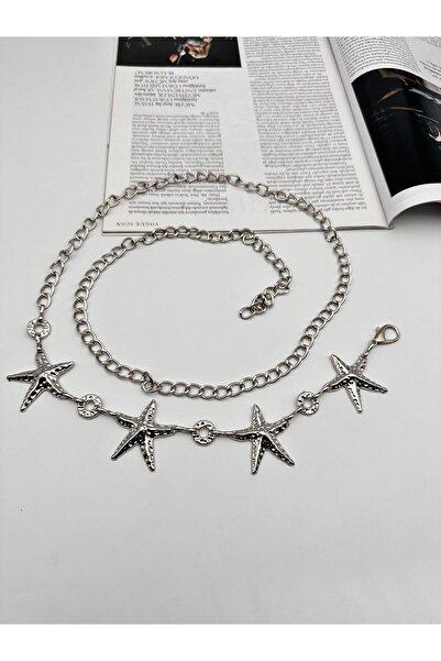 MODAM HİFA Star Tack Round Accessory Women's Belt Dress Belt Shirt Belt Chain Belt