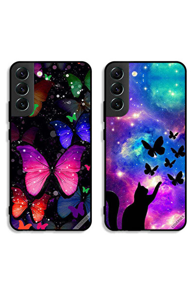Covernex حافظتان لهاتف سامسونج جالاكسي S22 بلس 5G، أغطية واقية بنقشة قطة وفراشات