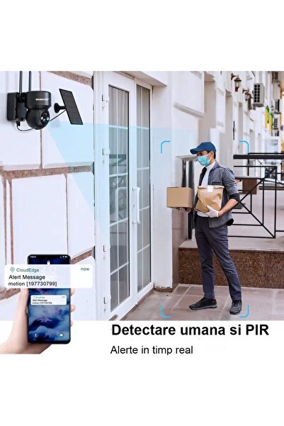 WowStep Camera Supravegere, 3MP, 2K, Interior/Exterior, Solar, Detectare Umana, 360°, Card 32 GB, Neagra
