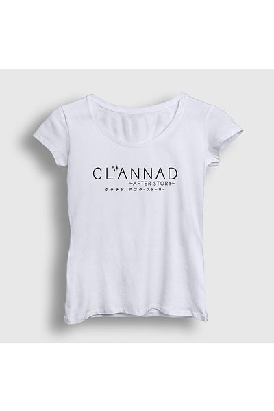 Presmono Γυναικείο λευκό λογότυπο Anime Clannad After Story T-Shirt 554328tt