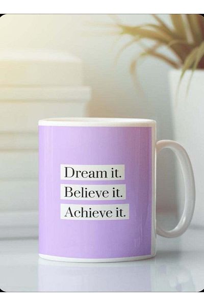 Story of candle Ceramic mug with the “Dream it Believe it Achieve it” design
