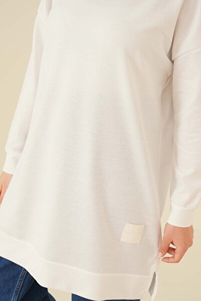 Smy moda Women's Seasonal Loose Crew Neck Embroidered Long Hijab Tunic Long Sports Model Seasonal Tunic