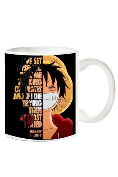 Story of candle Ceramic Mug with 'One Piece Anime' Design - White