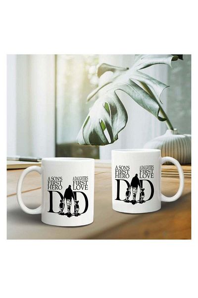 Story of candle Ceramic Mug with 'Father' Design in White