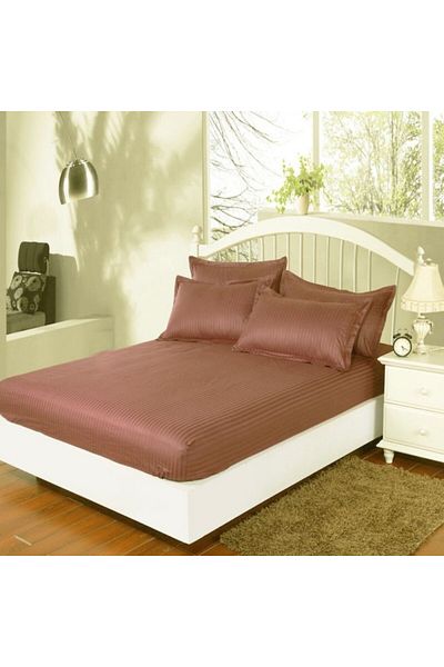 Pucioasa Damask bed cover set + 1 pillowcase, mattress 100x200cm, Dark Brown